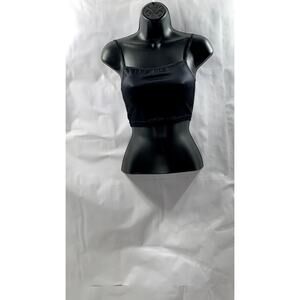 AMERICAN APPAREL Women's Black Solid Fitted Spaghetti Strap Crop Top SZ XS